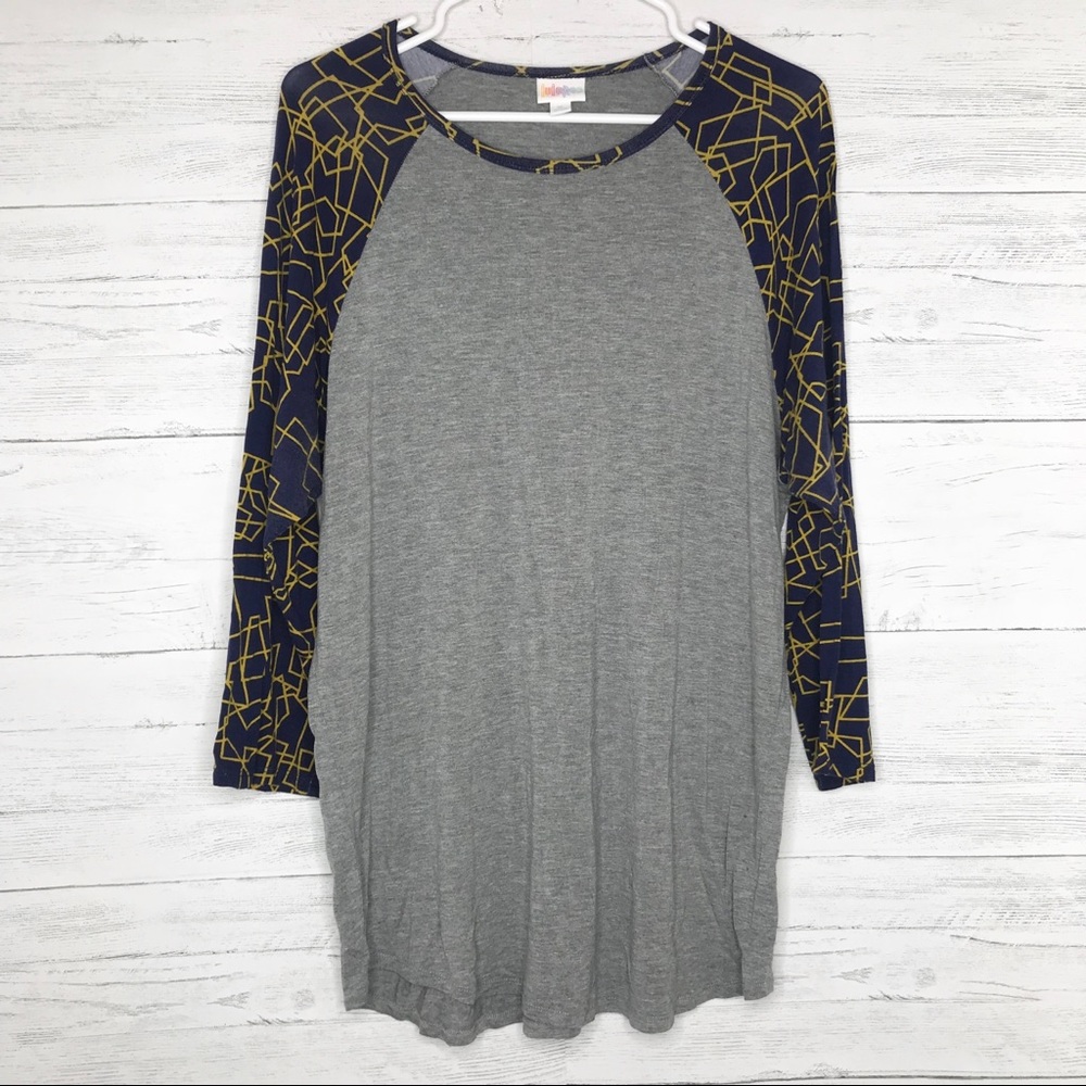 Heather Gray Blue Yellow Geometric Andy Tee